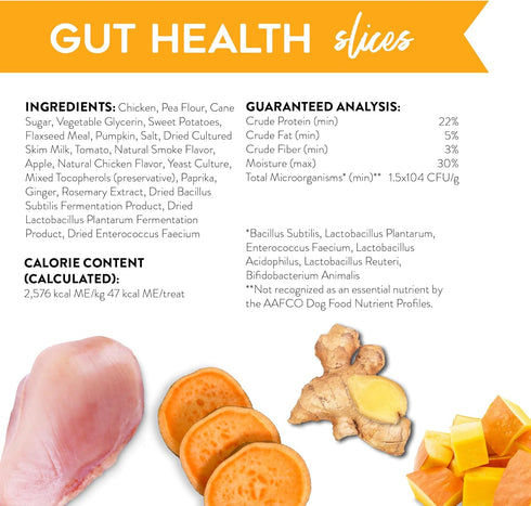 Dogswell Gut Health Slices Functional Dog Treats, Chicken 8 oz. Bag...