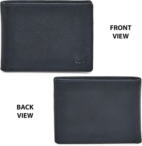 Real Leather Mens Bifold Wallet RFID Blocking Slim Minimalist Front Pocket - Thin & Stylish with ID Window in Gift Box (Nappa, Black)...