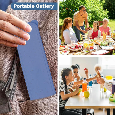 4 Set Reusable Utensils Set with Case, Travel Utensils with Case, Reusable Plastic Spoons and Forks Sets for Lunch Box Accessories, Portable Cutle...
