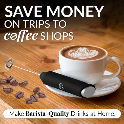 Zulay Kitchen Duracell Powered Milk Frother Handheld Foam Maker - Whisk Drink Mixer for Coffee, Latte, Matcha, Cappuccino - Mini Foamer by Milk Bo...