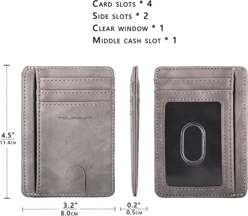 TOURSUIT Travel Minimalist Slim Front Pocket Wallet for Men Women, RFID Blocking Credit Card Holder Case (Grey)...