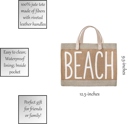 Santa Barbara Design Studio Hold Everything Waterproof Jute Tote Bag, Mini, Beach...