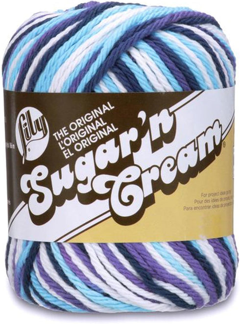 Lily Sugar 'N Cream The Original Ombre Yarn, 2oz, Gauge 4 Medium, 100% Cotton, Moondance - Machine Wash & Dry...