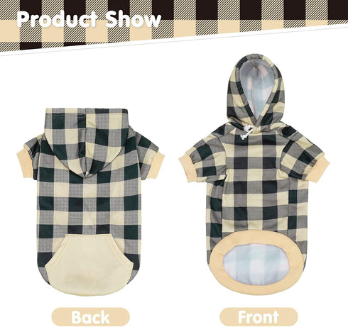 KOOLTAIL Plaid Dog Hoodie Pet Clothes Sweater with Hat and Pocket for Small Medium Large Size Dogs, Soft Winter Warm Dog Cold Weather Coat, Fleece...
