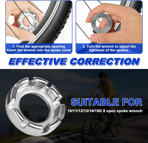Bicycle Spoke Wrench Tool, Hardened Steel 6-in-1 Spoke Rim Tool for Adjusting and Repairing Bicycle Wheel Tension...