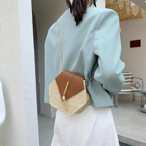 Straw Crossbody Bag for Women Cute Shoulder Handbag Summer Beach Bag Purse with Tassel...