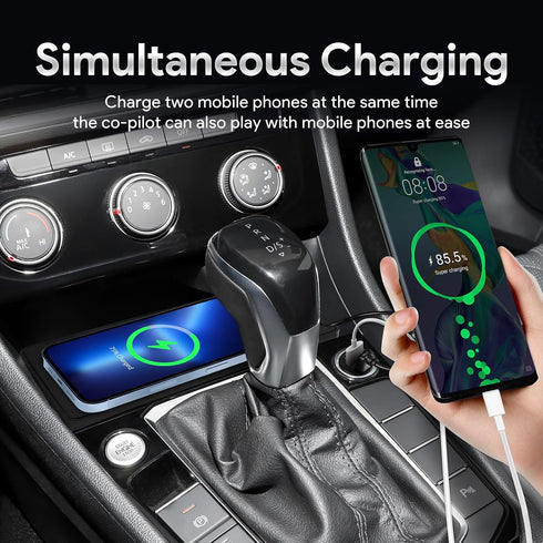 Compatible with Volkswagen Jetta Sprint 2019 2020 2021 2022 2023 Wireless Charger Pad Silicone Dual Charging Ports 15W Adapter for Smartphone Phon...