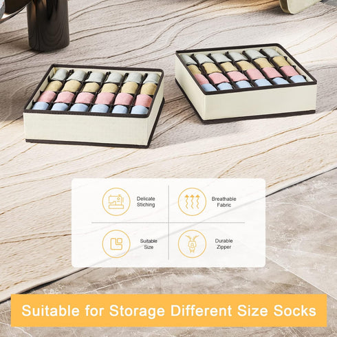 Joyoldelf Drawer Organizer Divider 2 Packs Organizer, 24 Cell Collapsible Closet Cabinet Organizer Underwear Storage Boxes for Storing Socks, Bra,...