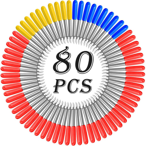 Cludoo 80PCS Replacement Blades for Cricut Blades for Explore Air 2/Air 3/Maker/Maker 3/Expression, 60PCS 45° Standard Blades, 10 PCS 30° Fine Poi...