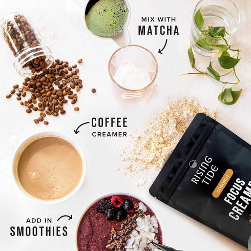 Rising Tide Organic Mushroom Superfood Creamer – Coconut Milk Powder, Lions Mane Mushrooms, MCT Oil - Non Dairy Cream Alternative for Coffee - Pla...