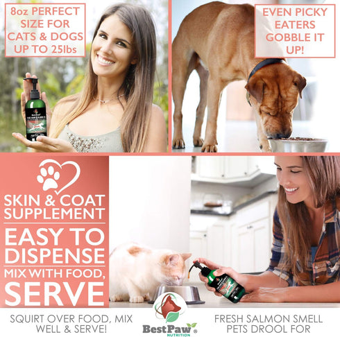 Pure Hemp & Salmon Oil for Dogs and Cats - Omega Skin Care Remedy for Dandruff, Shedding, Allergy & Itchy Skin Relief - Joint Supplement for Pet A...