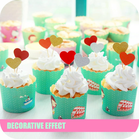 Cupcake Toppers 30Pcs Set, GUCUJI Funny Heart Glitter Mini Birthday Cake Snack Decorations Picks Suppliers Party Accessories for Wedding and Baby ...
