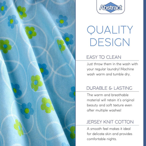 Bassinet Sheets for Baby/Infant Deep Fitted Soft Jersey Knit by Abstract 16" x 32" (Floral Blue)...