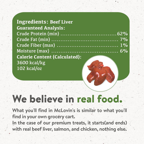 McLovin's Pet Freeze Dried Raw Beef Liver Dog Treats, 14 oz. - Single Ingredient, Grain-Free, Gluten-Free, High-Protein Treat – Healthy Dog Traini...