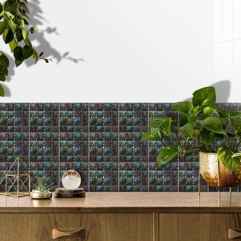 25Pcs Peel&Stick Mosaic Wall Tile Transfers for Home Decor, 4x4inch Self-Adhesive Waterproof Vinyl Splashback Sticker Tile Decal for Kitchen Bathr...