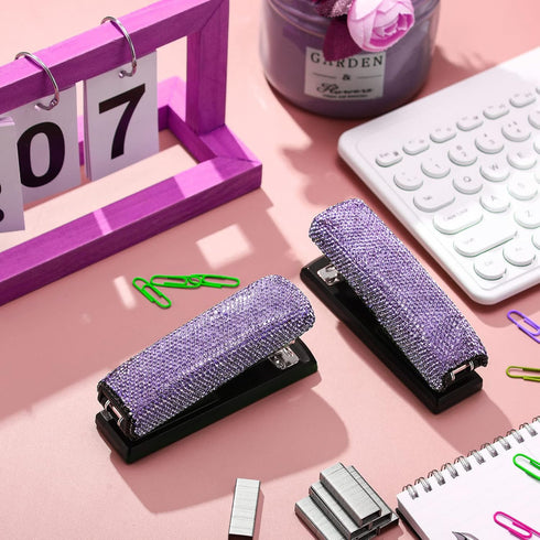 Bling Crystal Stapler Gift Sparkly Diamond Stapler for Desk Handmade Clay Rhinestone Machine Cute Stapler Pretty Office Stationery Kit Stylish Acc...