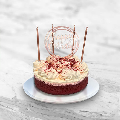 24 Count Tall Thin Metallic Rose Gold Slow Burning Birthday Candles in Holders with Matching Elegant Classy Cake Topper for Special Custom Birthda...