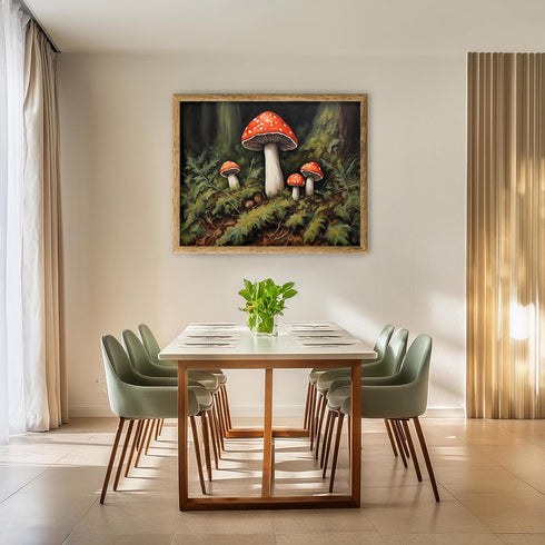Posterizer 1 pcs-cute mushrooms in the wild-oil painting style 4-Floral & Botanical Art-Landscape & Nature Art-Decor for Home & Office- unframed w...