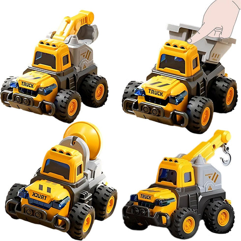 Construction Truck Toy Cars for Toddlers 1-3 - ABS Press-N-Go Toy Trucks for Boys Girls Ages 3-5, Excavator Dump Crane Mixer Cars for Construction...