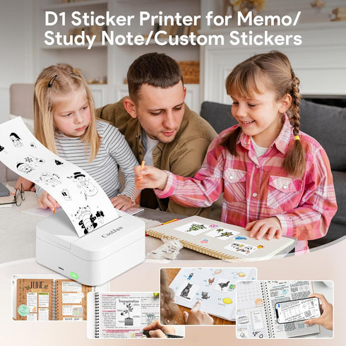 Mini Printer Maker D1 Thermal Printer, Portable Bluetooth Phone Printer, Small Instant Pocket Printer, for School Notes, Anatomy Picture, Children...