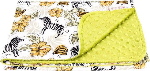 Top Tots Deluxe Minky Baby Blanket - Tropical Zebras, 40 x 29 Inch Yellow Green...