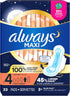 Always Maxi Pads Size 4 Overnight Absorbency Unscented with Wings, 33 Count...