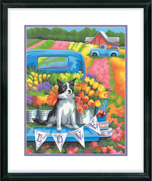 Paint Works Paint by Number Kit 11"X14"-Flower Power Dog, Multicolor...