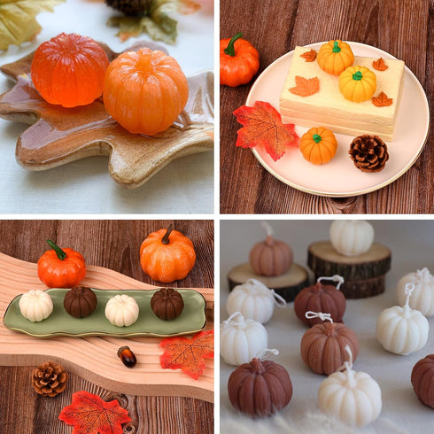 Actvty 3D Pumpkin Silicone Molds, 6 Pcs Half a Pumpkin Chocolate Candy Fondant Mold for Halloween Thanksgiving Fall Baking, Cake Decoration, Soap ...