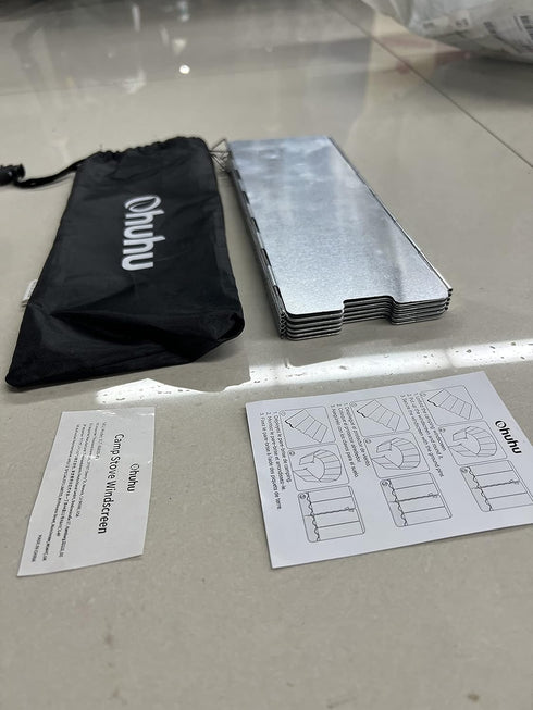 Camping Stove Windscreen, Ohuhu Camp Stove Windscreen 10 Plates Aluminum Folding Portable Camping Stove Windshield Burner Stove with Carry Bag, fo...