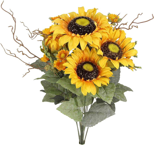 Admired By Nature Artificial Sunflower Bouquet Bush - 11 Stems Gold Sunflowers - for Weddings, Home Decor, Events, Parties, Funerals, Thanksgiving...