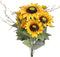 Admired By Nature Artificial Sunflower Bouquet Bush - 11 Stems Gold Sunflowers - for Weddings, Home Decor, Events, Parties, Funerals, Thanksgiving...
