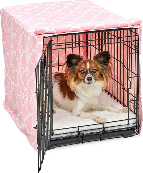 New World Pet Products Dog Crate Cover Featuring Teflon Fabric Protector, Dog Crate Cover Fits Midwest 24-Inch Dog Crates, Pink Designer Pattern...