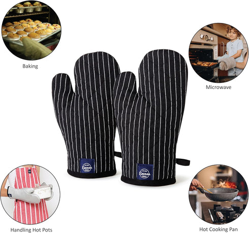 Encasa Homes Long 12" Oven Microwave Hand Gloves Mitts (2 pc Set) for Kitchen Cooking & Baking - Heat Resistant, Thick & Safe, Protection of Hands...