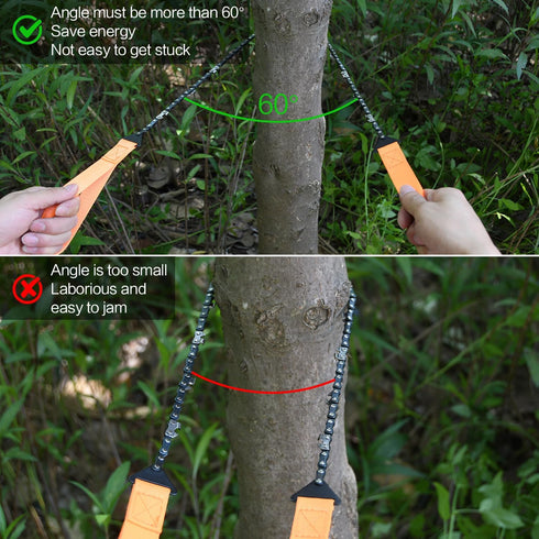 Pocket Chainsaw, 24in/36in Pocket Rope Saw, Folding Chain Hand Saw with Carry Pouch, for Outdoor Survival Camping, Hunting, Hiking, Cutting Wood(2...