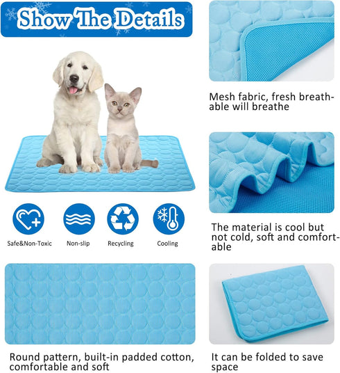 SOMOYA Dogs Self Cooling Mat Pet Cool Pads Blanket Hot Weather Sleeping Kennel Mat,Washable Ice Silk Sleep Mat Pad Non-Toxic Breathable for Large ...