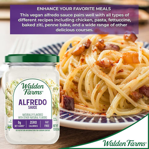Walden Farms Light Alfredo Sauce, 12 oz. Jar - Thick & Creamy, Fresh and Flavorful, Vegan, Paleo & Keto Friendly, Non-Dairy Milk Substitute, 0g Ne...
