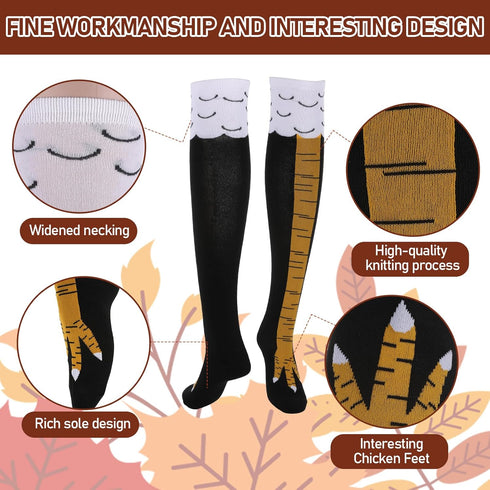 Chicken Leg Socks 1 Pair 24 Inches Crazy Novelty Thanksgiving Turkey Animal Feet Claw Knee High Chicken Lady Stockings Adult Humor Party Funny Gif...