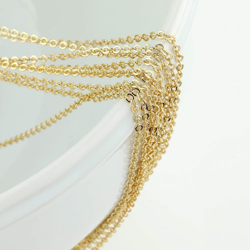 ALEXCRAFT 33 Feet Dainty Gold Plated Solid Brass Cable Chain Link Bulk for Jewelry Making (2mm)...