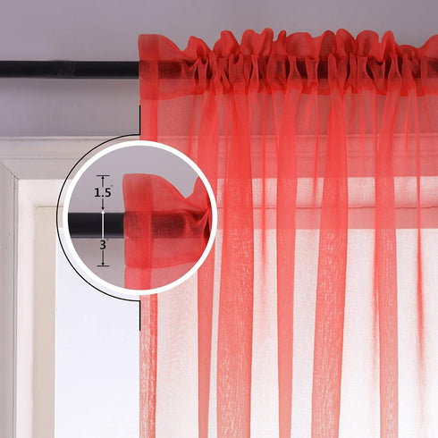 KOUFALL Red Curtains for Kids Bedroom 2 Panels,Sheer Gamer Curtains for Boys Room,63 Inch Length...