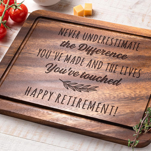 Craftique Retirement Gifts for Women Men 2024- Wood Cutting Board Engraved with Heartwarming Words- Retirement Appreciation Gift for Coworker Teac...