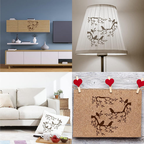 GORGECRAFT Tree Stencil Template Bird Large 11.8x11.8 Inch Reusable Birds on Tree Stencil Leaf Silhouette Sign Home Decor Hummingbird Template for...