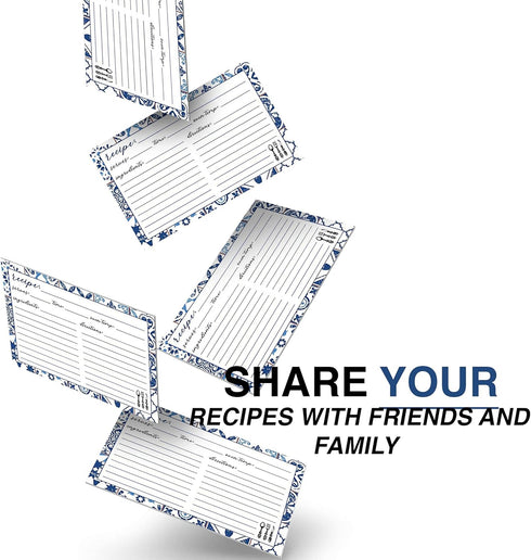 Recipe Cards 4" X 6" Double-Sided Premium Thick Card Stock Great Gift for Amateurs or Experienced Chefs (Pack of 50) (Blue)...