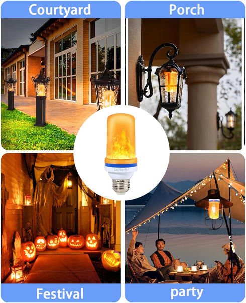Smaller LED Flame Light Bulbs,4 Modes Flickering Halloween Light Bulbs for Outdoor Decoration with Gravity Sensor,E26 Base Fire Effect Light Bulb ...