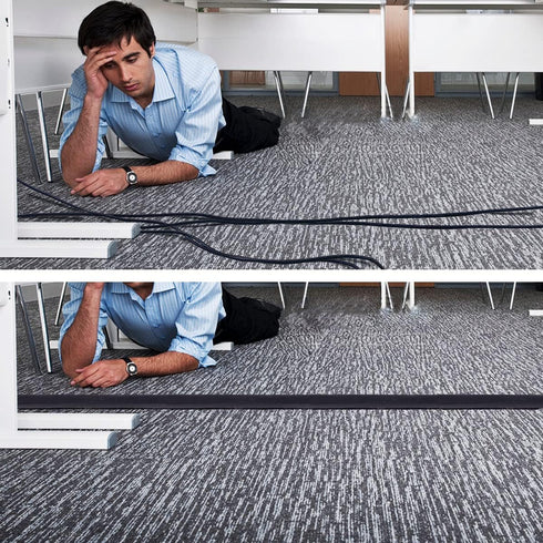 2 Pcs Black Floor Cord Cover for Office Carpet Wire Cover Under Desk Cable Grip Strip Management Hold Cords in Place for Power Cords Audio Cables ...