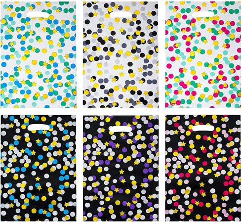 HABILE 48 Pack Plastic Party Gift Bag, Durable Return Gift With Handles, Plastic Candy Bag For Goodie, Party Favor Bag For Kids Birthday (Polka Do...