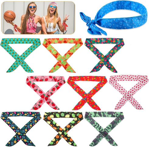 10 Pieces Ice Cooling Scarf Cool Scarf Neck Wrap Bandana Ice Scarf Cooling Scarf Wrap Cooling Neck Scarf Ice Scarf Neck Wrap Summer Neck Wrap Band...