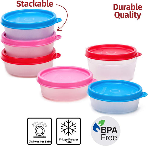 SIGNORA WARE Condiment Containers with Lids- 6 pk. 2.3 oz.Salad Dressing to go Small Food Storage Containers- Sauce Cups Leak proof Reusable Plast...