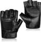 Accmor Genuine Leather Cycling Fingerless Gloves, Outdoor Driving Motorcycle Sport Half Finger Glove for Men Women Teens...