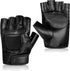 Accmor Genuine Leather Cycling Fingerless Gloves, Outdoor Driving Motorcycle Sport Half Finger Glove for Men Women Teens...