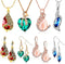 MTLEE 4 Sets Peacock Jewelry for Women, Valentine's Day Gifts Crystal Necklace Earrings, Rhinestone Waterdrop Pendant, Heart Charm Hook Earrings f...